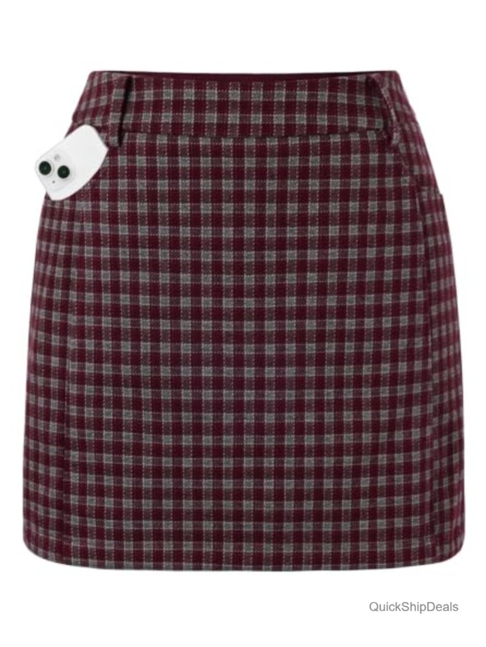 High Waist Plaid Mini Skort with Pockets and Built-in Shorts
